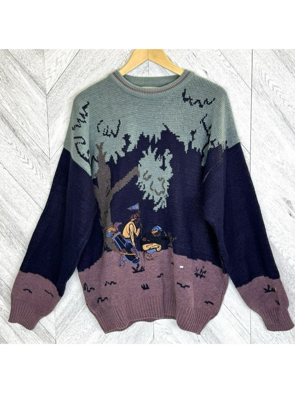 Vintage Arnold Palmer Grahic Golf Applique Sweater Mens Size Large Knit Pullover